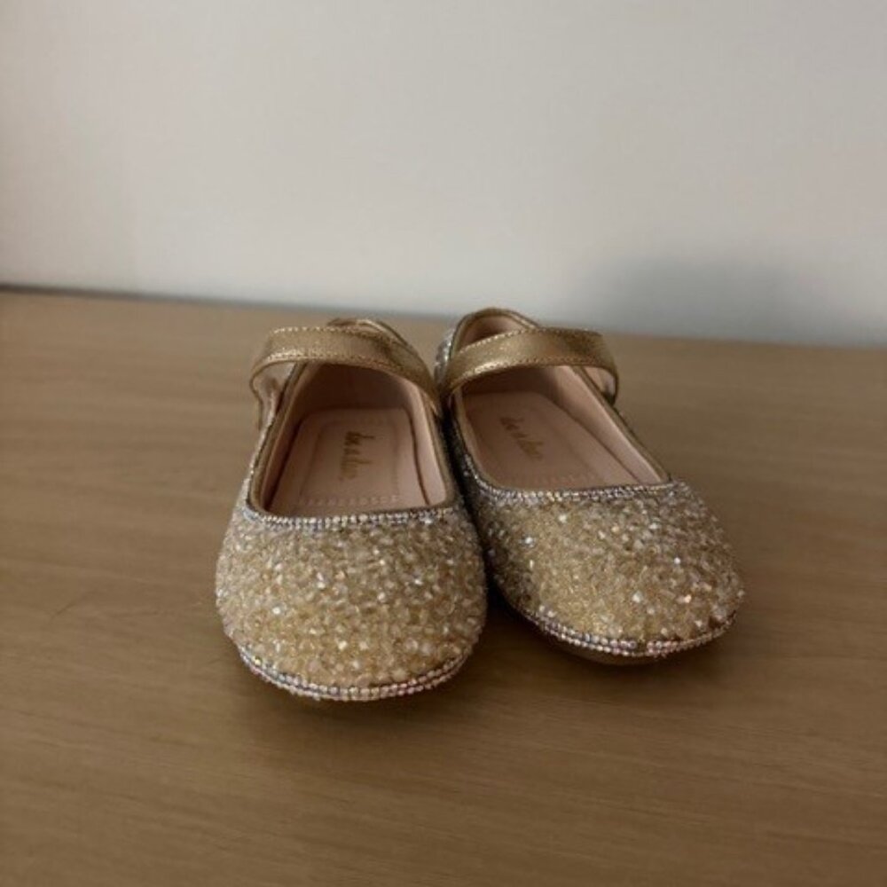 Doe a Dear Gold Stone Flat Girls Dress Shoes